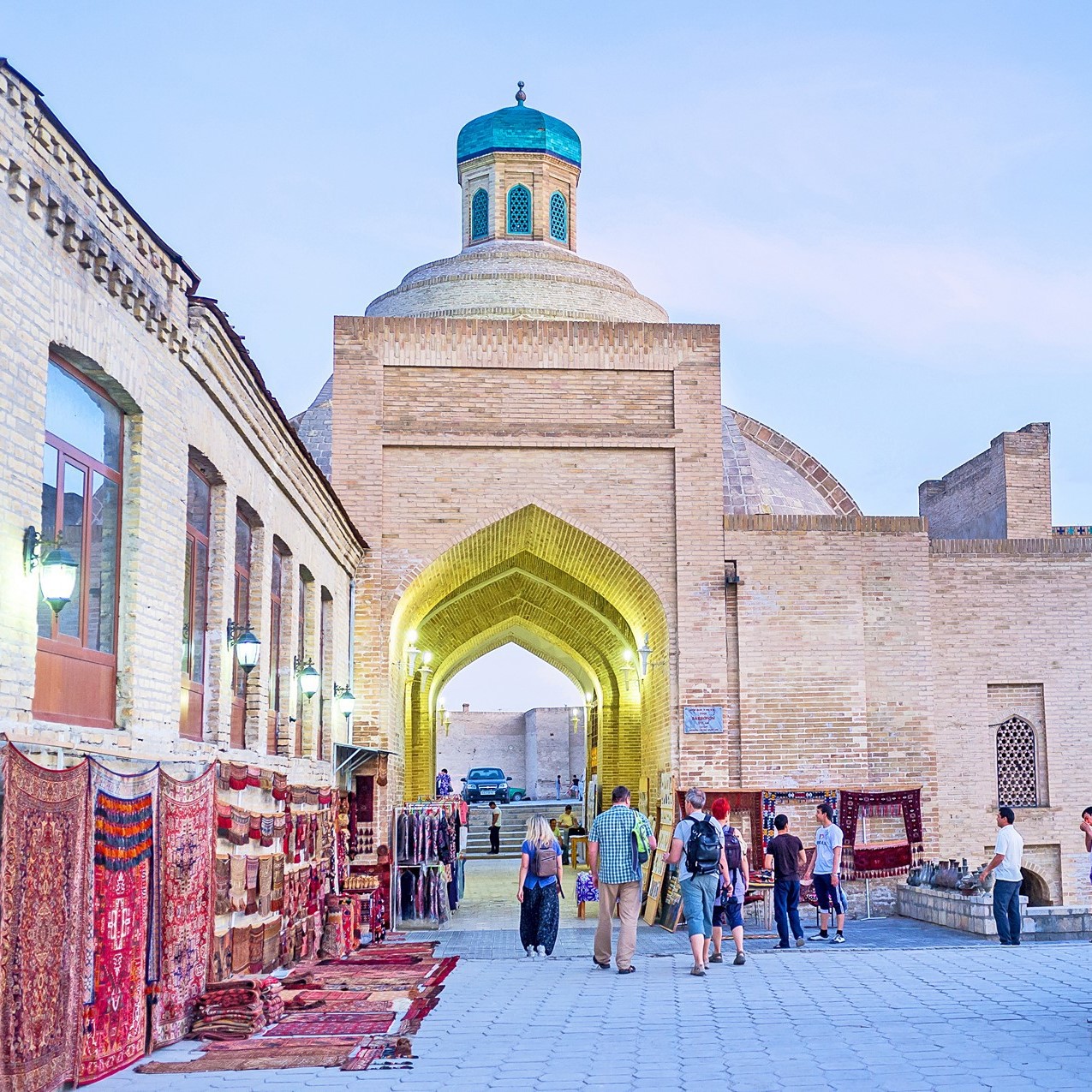 BUKHARA, UZBEKISTAN - APRIL 28, 2015: The Toqi Sarrafon market with many different stalls waits for the tourists, on April 28 in Bukhara.