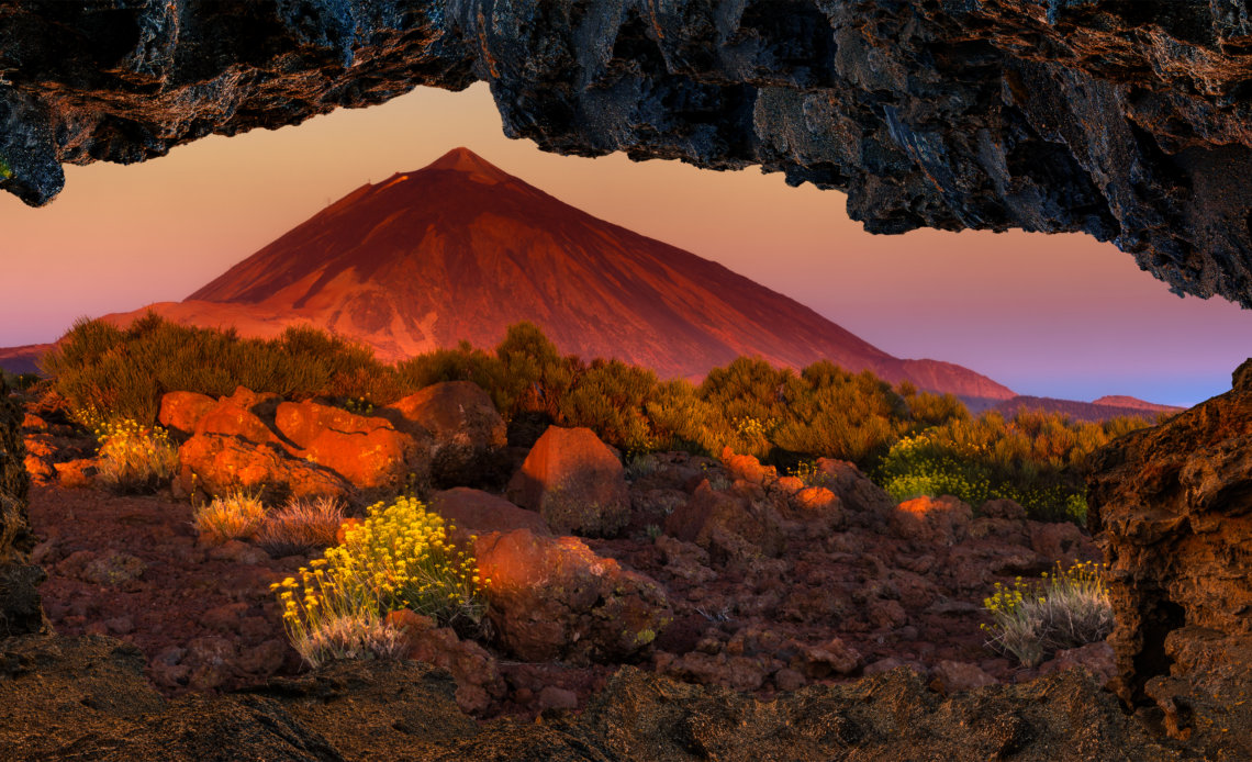 Teide,Volcano,In,Tenerife,As,Seen,From,The,Grotto,At